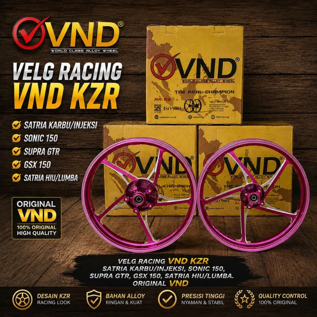 VND Velg Racing KZR PNP Mx King CUSTOM All Satria FU 150 | Satria 2T Hiu/Lumba | GSX 150 | Sonic 150