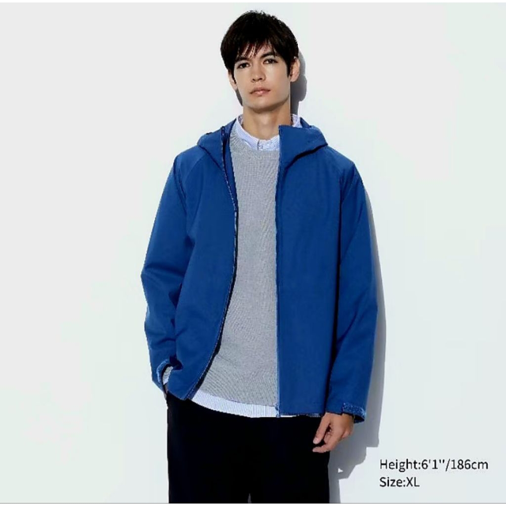 UNIQLO BLOCKTECH 3D CUT PARKA JACKET WATERREPELLENT MIDNIGHT BLUE