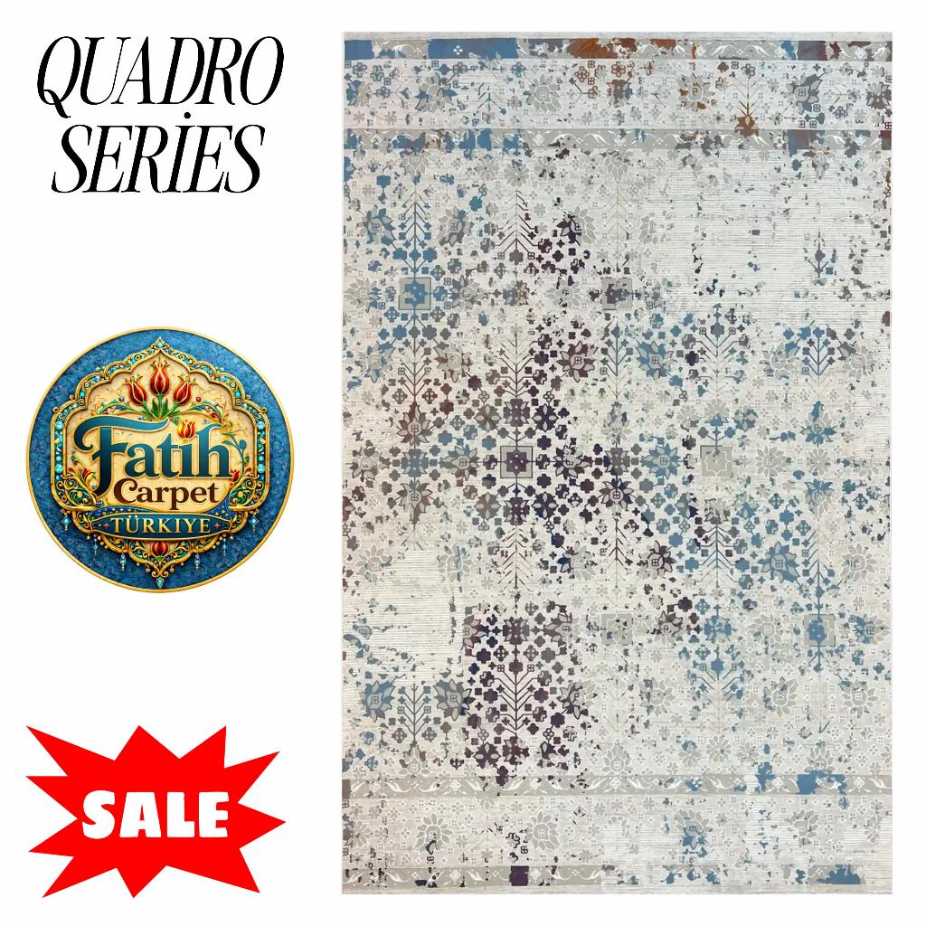 Karpet Minimalis Quadro Import Turki -C323A D grey Hb Blue HB