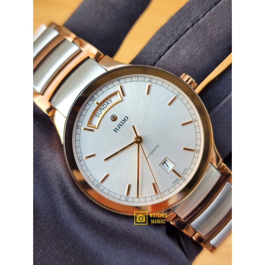 Jam Tangan Rare Luxury Original Rado Centrix Day Date Two Tone Automatic Swiss Made