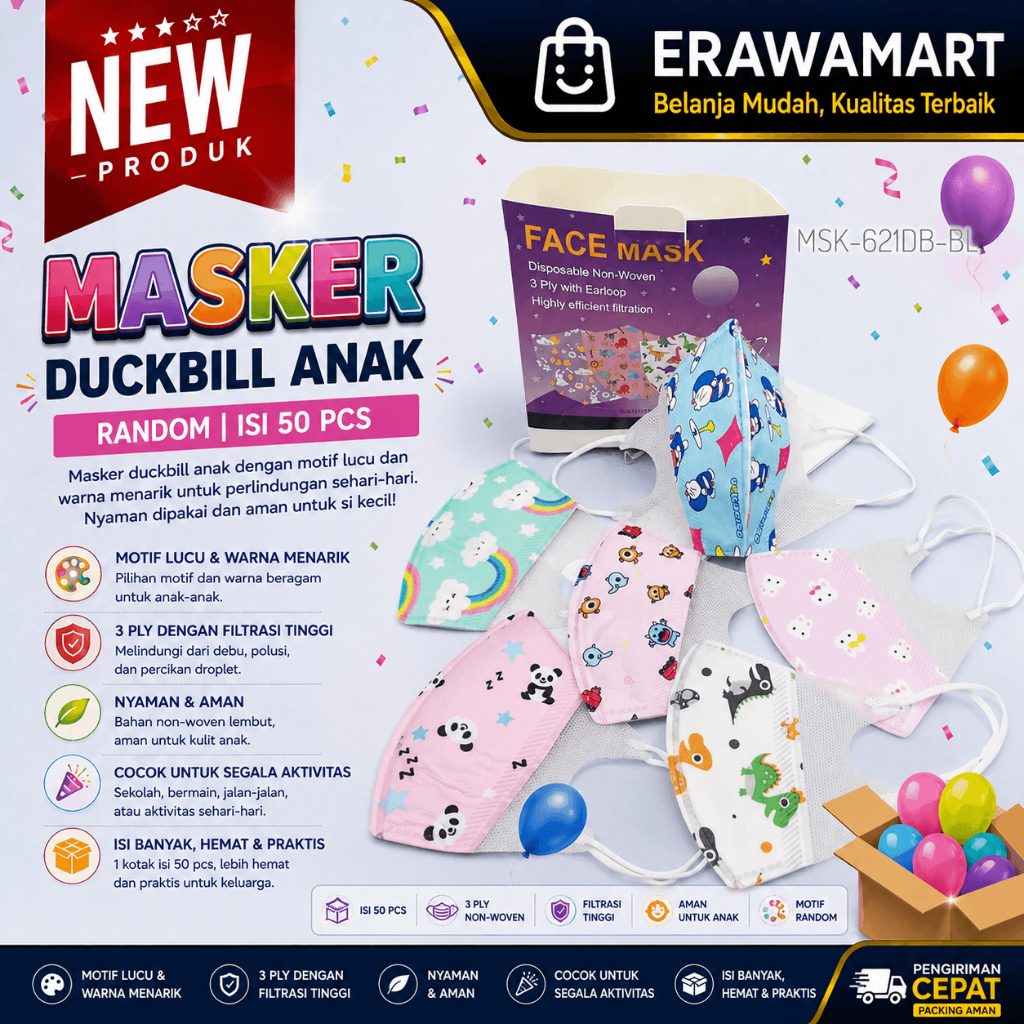 COD - MASKER BAYI ANAK DUCK BILL MASKER KF 94 1 - 3 TAHUN DUCKBILL 3 PLY MASKER LUCU DUCK BILL