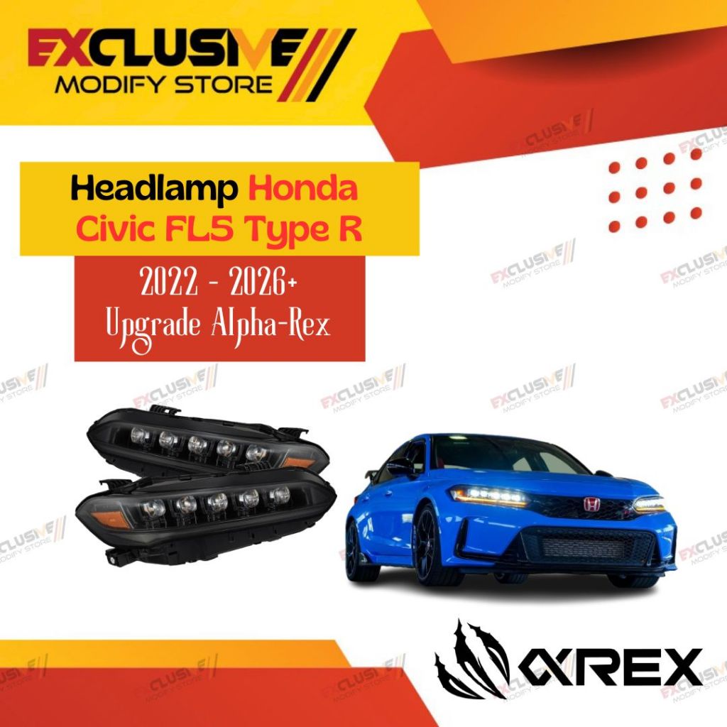 HONDA CIVIC FL5 TYPE R (2022 - 2026+) FE FE1 FE2 CIVIC RS GEN 11 UPGRADE HEADLAMP ALPHA-REX JDM NOVA