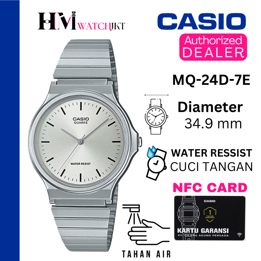 CASIO MQ-24D-7EDF Jam Tangan Original Analog Rantai Vintage Antiair MQ-24D-7E MQ-24 MQ24