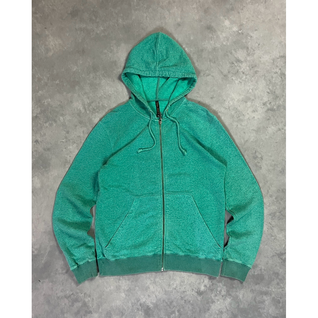 Nudie Jeans Co Washed Green Zip Up Hoodie | Original Branded