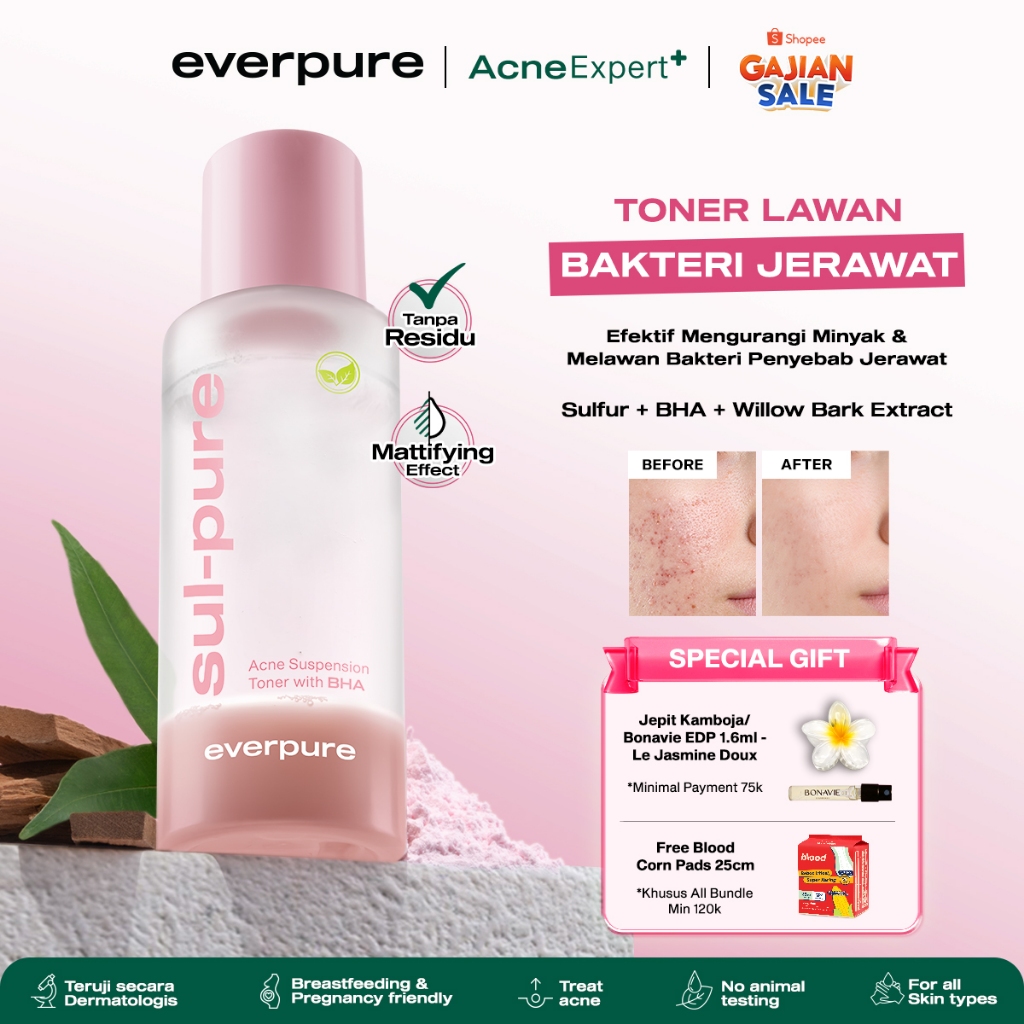EVERPURE  Sulpure Acne Suspension Toner with BHA - Toner Kulit Wajah Berjerawat Tanpa Residu Dengan 