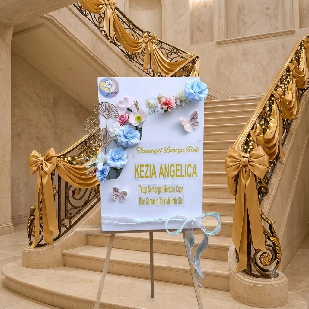 papan bunga akrilik / Wave Flower Box / acrylic standing / bucket bunga / karangan bunga / bunga wis