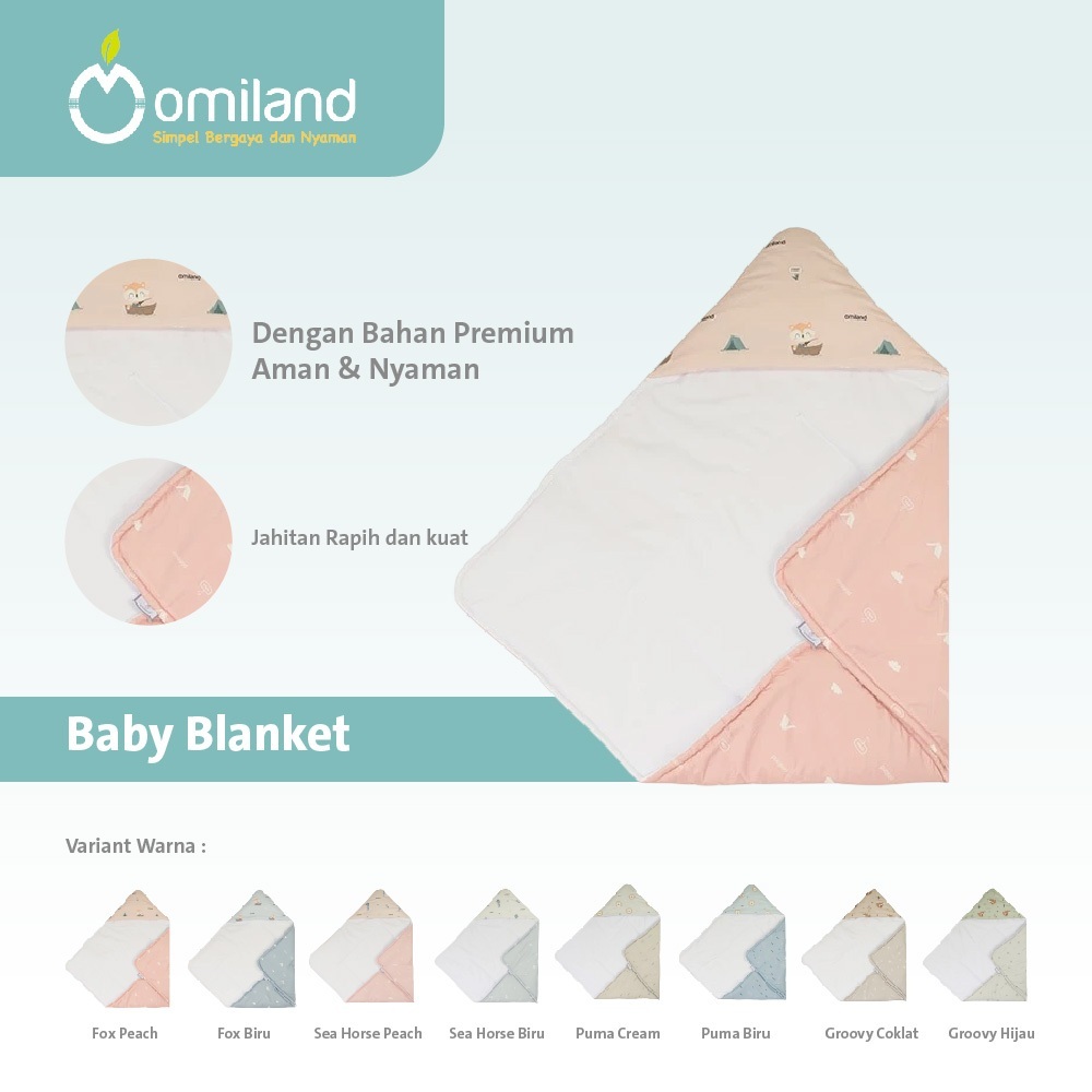 OMILAND Baby Blanket 75 x 75 Fox/Puma/Groovy/SeaHorse Series