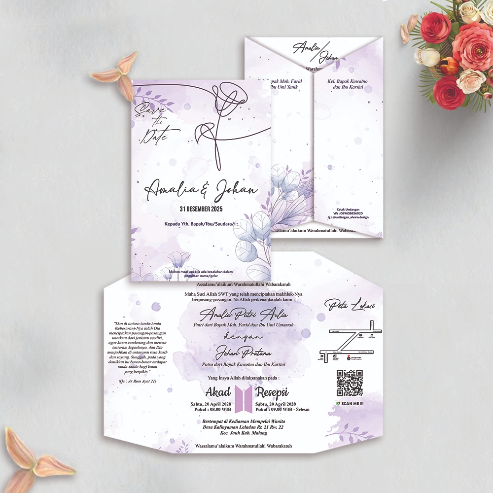 undangan pernikahan tema bts undangan nikah rustic bts army lipat dua / undangan BTS khitan