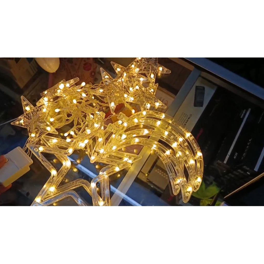 Lampu led Tirai Bulan Bintang 3.5Meter 12Rumpai MK980 Curtain Led Light Warmwhite