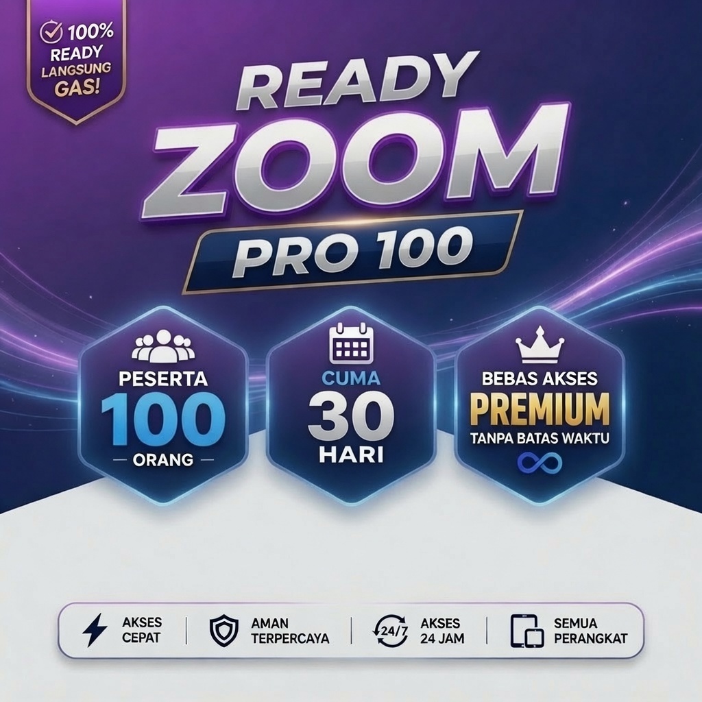 Zoom Pro Unlimited Access - 100+ Peserta untuk 1 Bulan