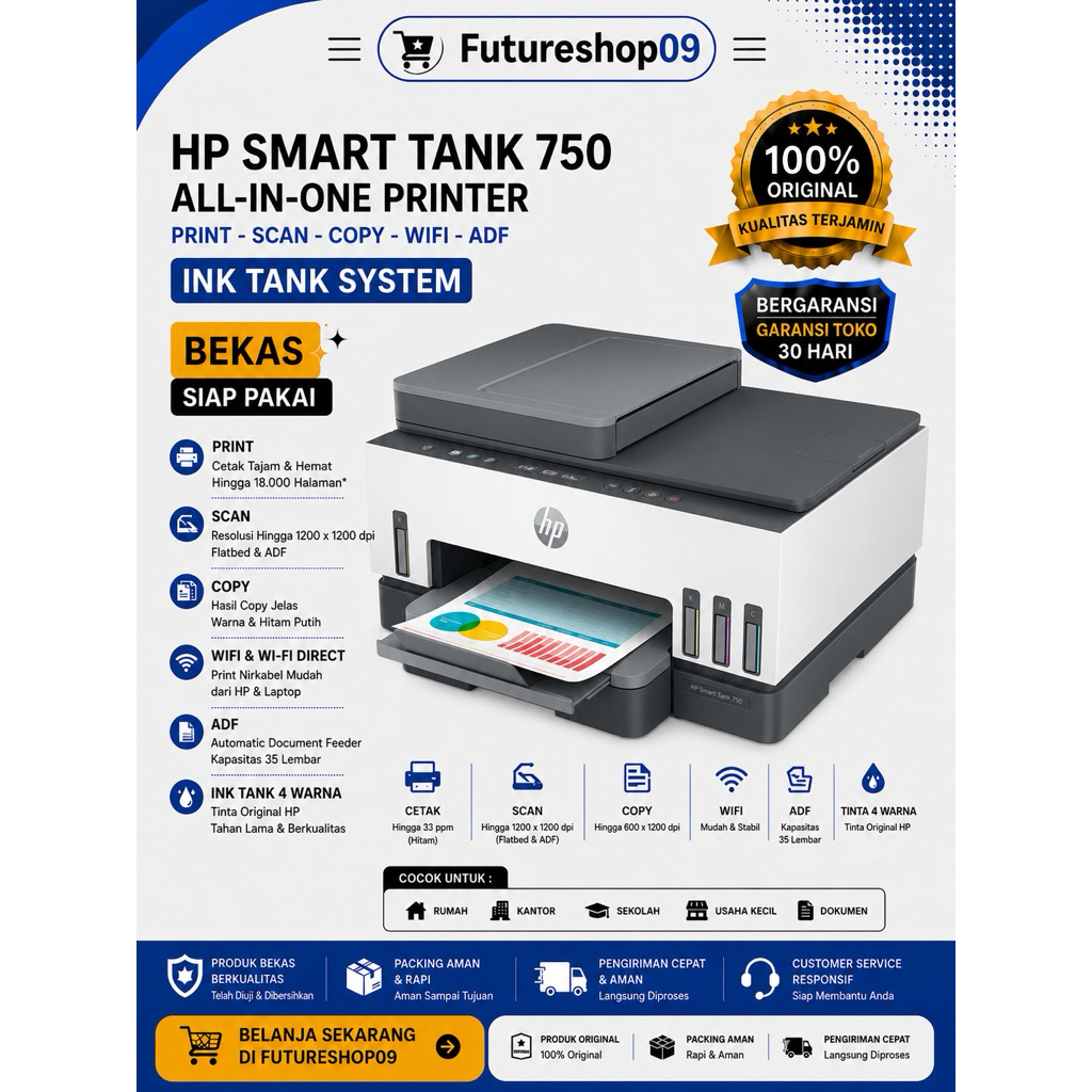 printer hp smart tank 750 print scan copy wifi adf normal