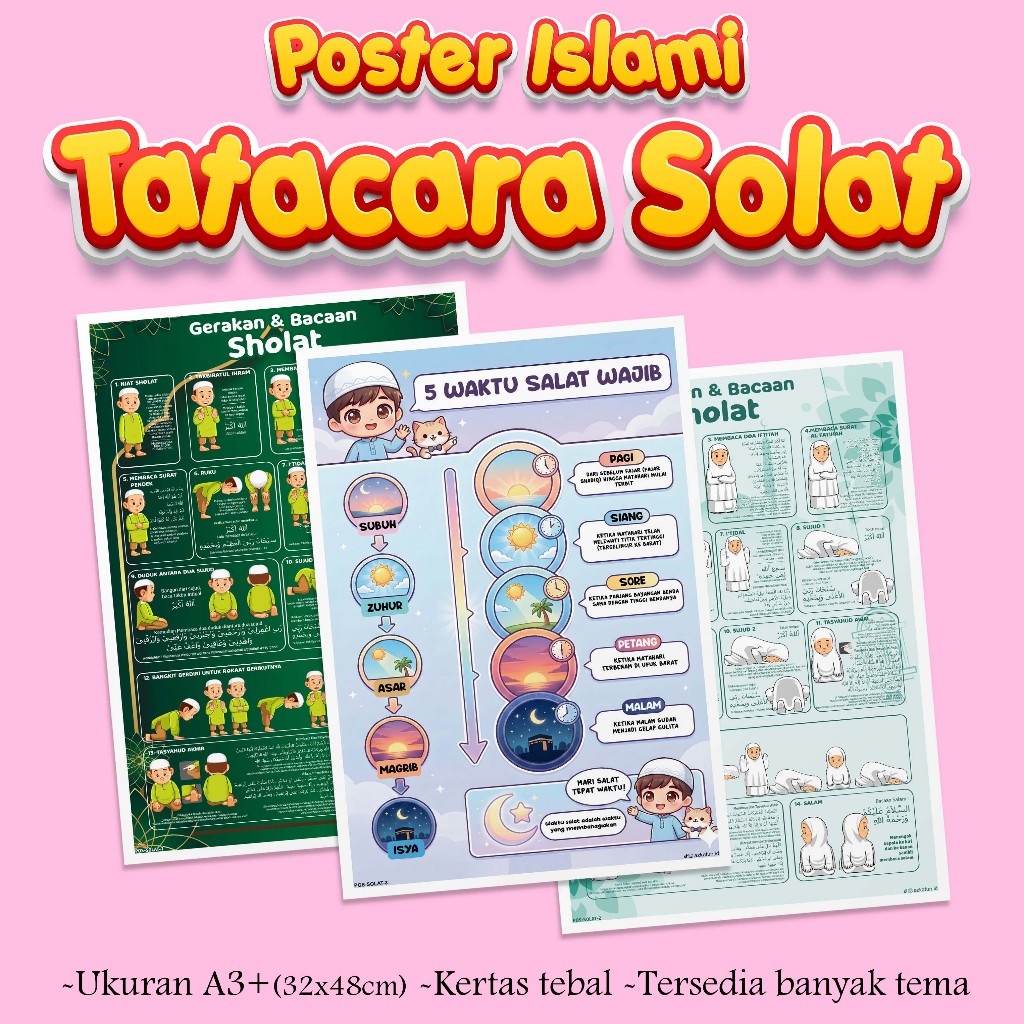 Poster Edukasi PRAKTEK SHOLAT - Poster edukasi islami poster bacaan shalat