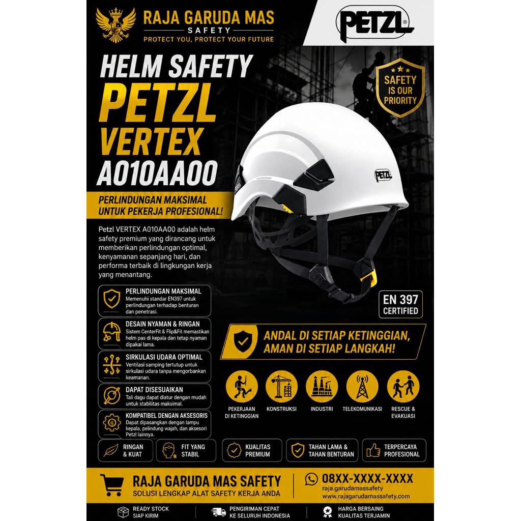 Helm Safety Petzl Vertex A010AA00 Helm Safety Rescue Petzl Tectical/ Safety Helmet Petzl Original Be