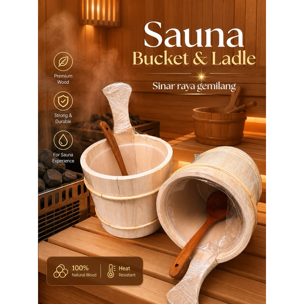 Ember dan Sendok Sauna | Sauna Bucket + Sauna Ladle | EMBER KAYU SAUNA