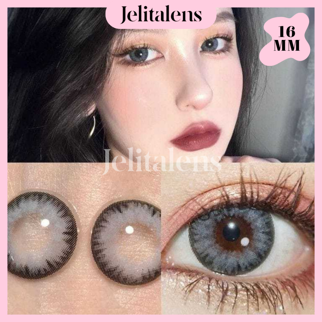 J5 Softlens Abu-Abu Grey 16 MM Mata Boneka Big Eye Normal Minus / Softlens Grey / Softlens / Soflens