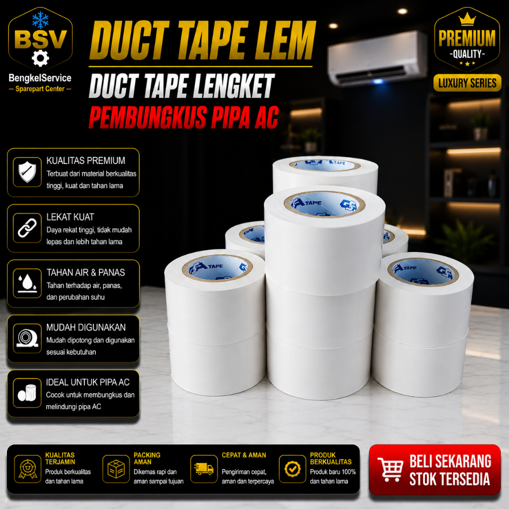 Duct Tape Ductape Lem Pipa Ac | Daktip Lem Pipa Ac | Isolasi Lem Pipa Ac