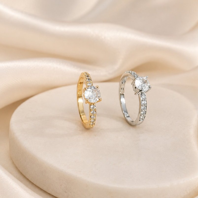 Cincin Titanium Perhiasan Wanita Model Simpel Cantik Dan Berkilau Lapis Emas Dan Perak CINCIN.22