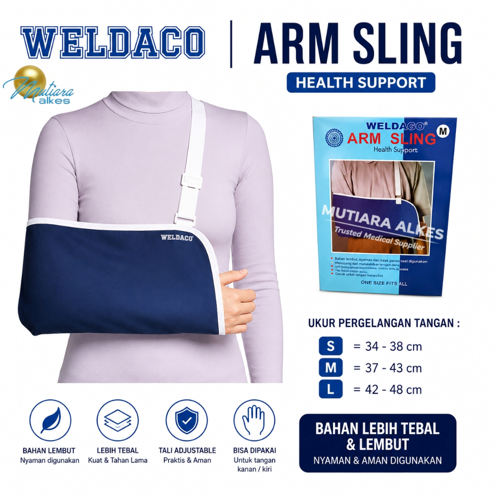 Arm Sling Weldaco Penyangga Lengan Tangan Patah Tulang Gendongan Tangan Cedera Bahu Premium Tebal - 