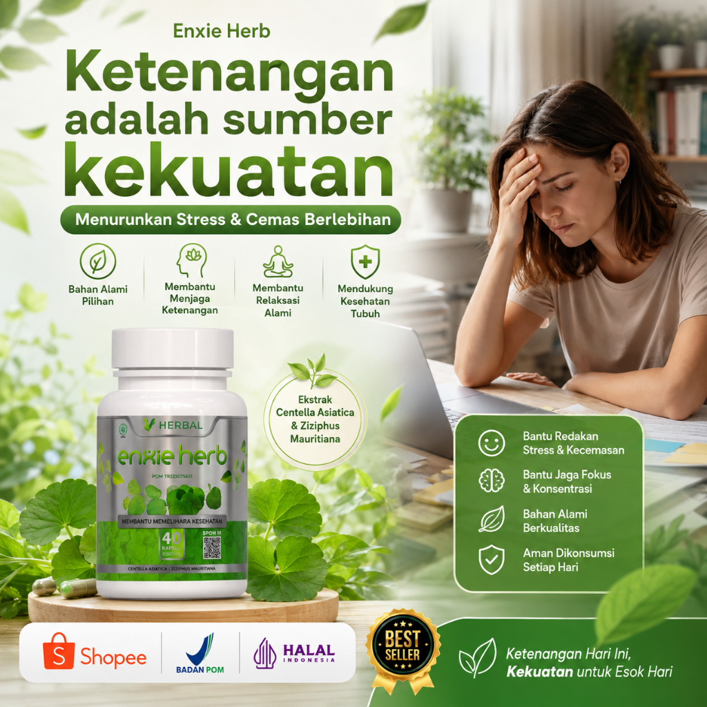 Enxieherb Obat Antidepresan Anxiety Kecemasan Gerd Anxiety Insomnia Skizofrenia Bipolar Bpom 40 Kaps