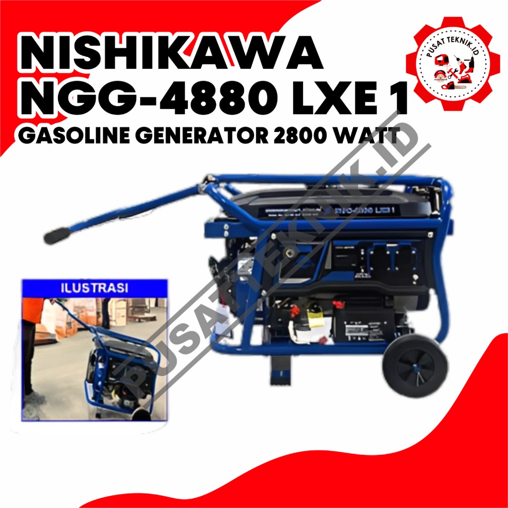 Genset NISHIKAWA NGG-4880LXE1 / NGG-4990LXE Mesin Jenset Generator NGG 4880 / 4990 LXE 1 Bensin 2500
