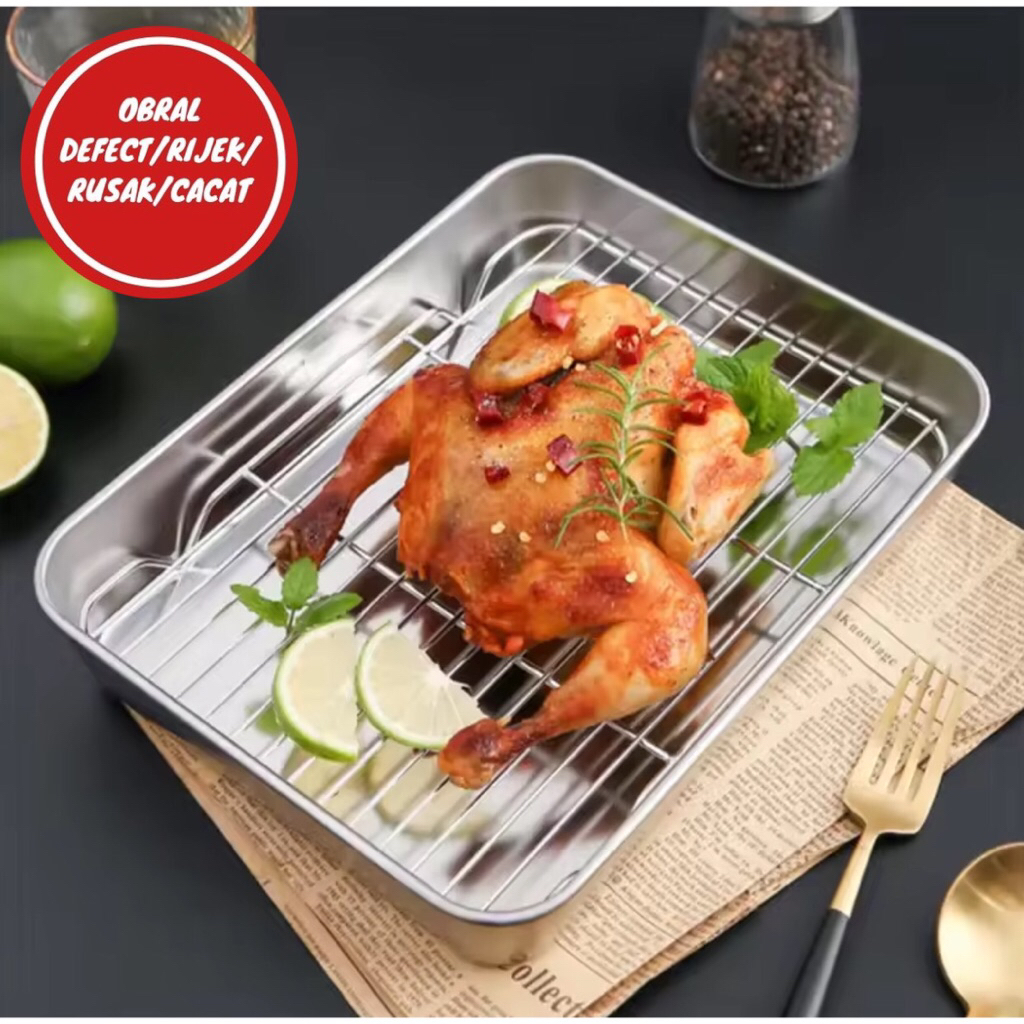 [OBRAL RIJEK] Nampan Tray Grill Pan Oven Stainless 430 with Mesh Frame - EG35