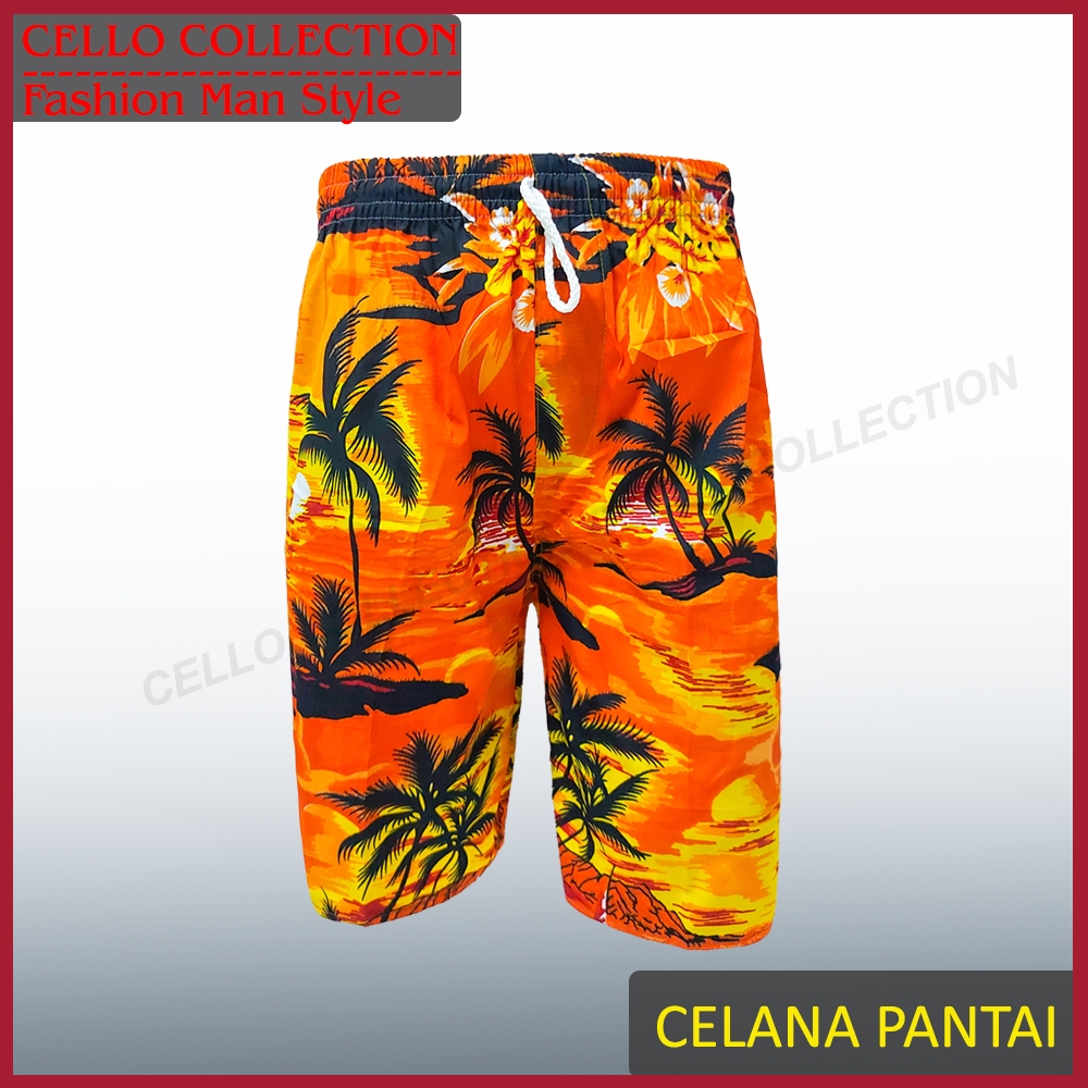 CELANA PANTAI PRIA Motif Hawaii / BALI