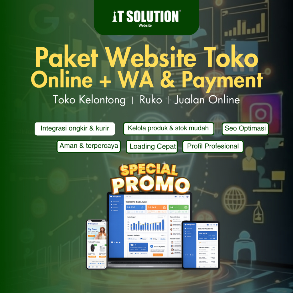 Paket Website Toko Online + WhatsApp & Payment Gateway – Website E-Commerce Profesional Siap Pakai