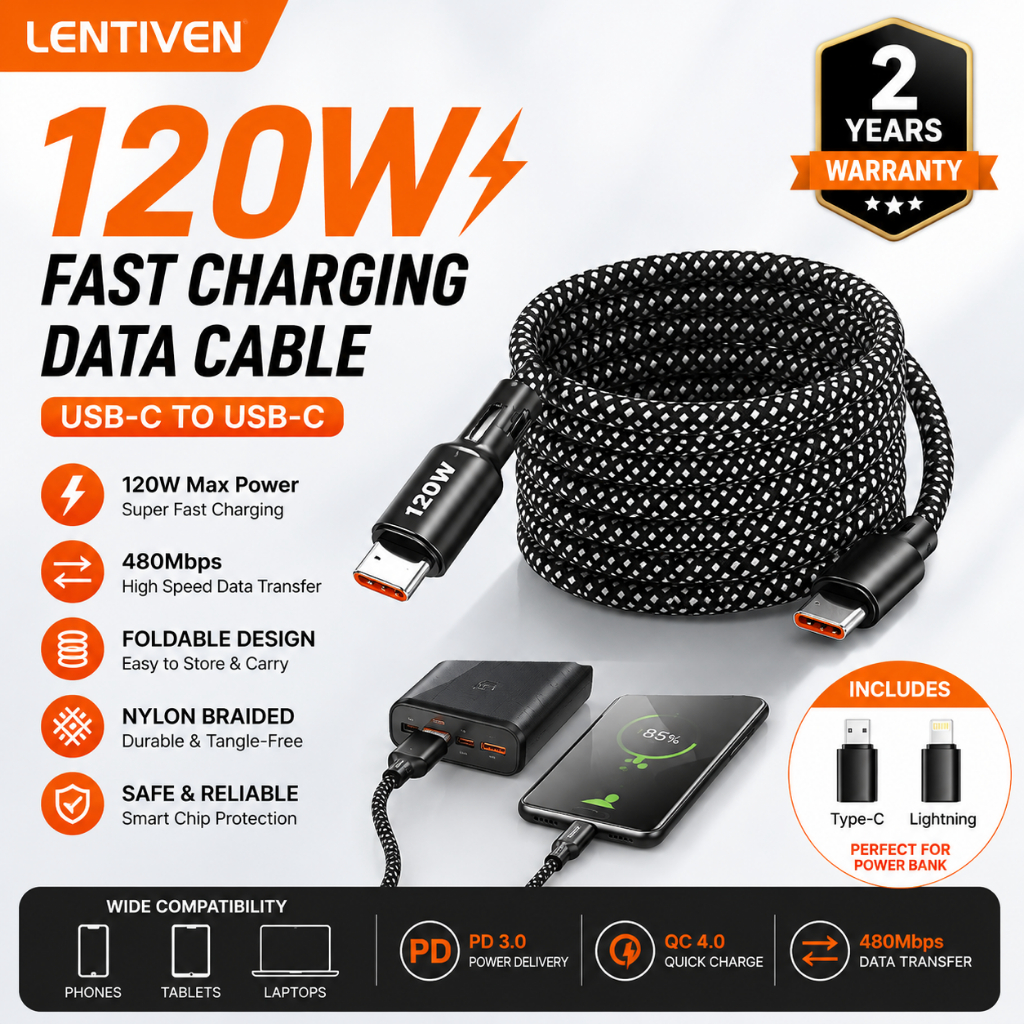 YIBAO LENTIVEN Kabel Data 120W Fast Charging Micro Usb Type C TO Type C Cable Magnetic FOR iPhone io