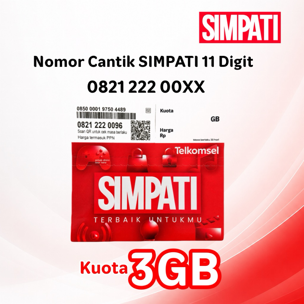 Kartu Perdana Nomor Cantik Telkomsel SIMPATI 11 Digit Triple