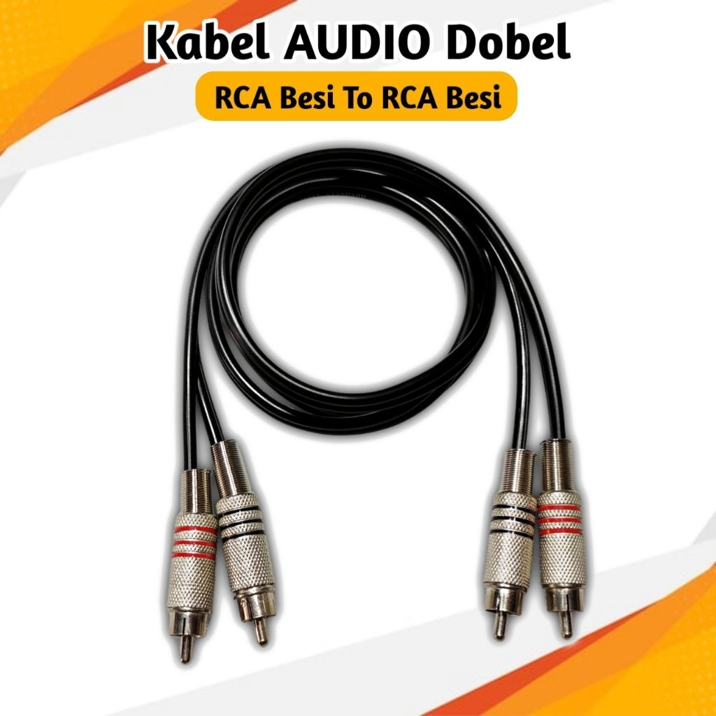 Kabel Input Dobel 2-2 Jek RCA Besi To Jek RCA Besi Panjang 1 Meter
