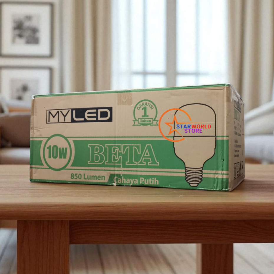 Paket 1 Koli Myled Beta Lampu LED T-Bulb 10 Watt / 1 Karton Isi 100 Pcs Lampu LED MYLED BETA 10W