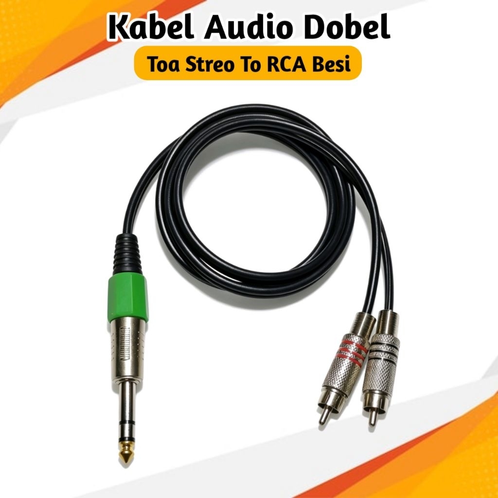 Kabel Input Dobel Jek Akai Toa STEREO To Jack RCA Besi