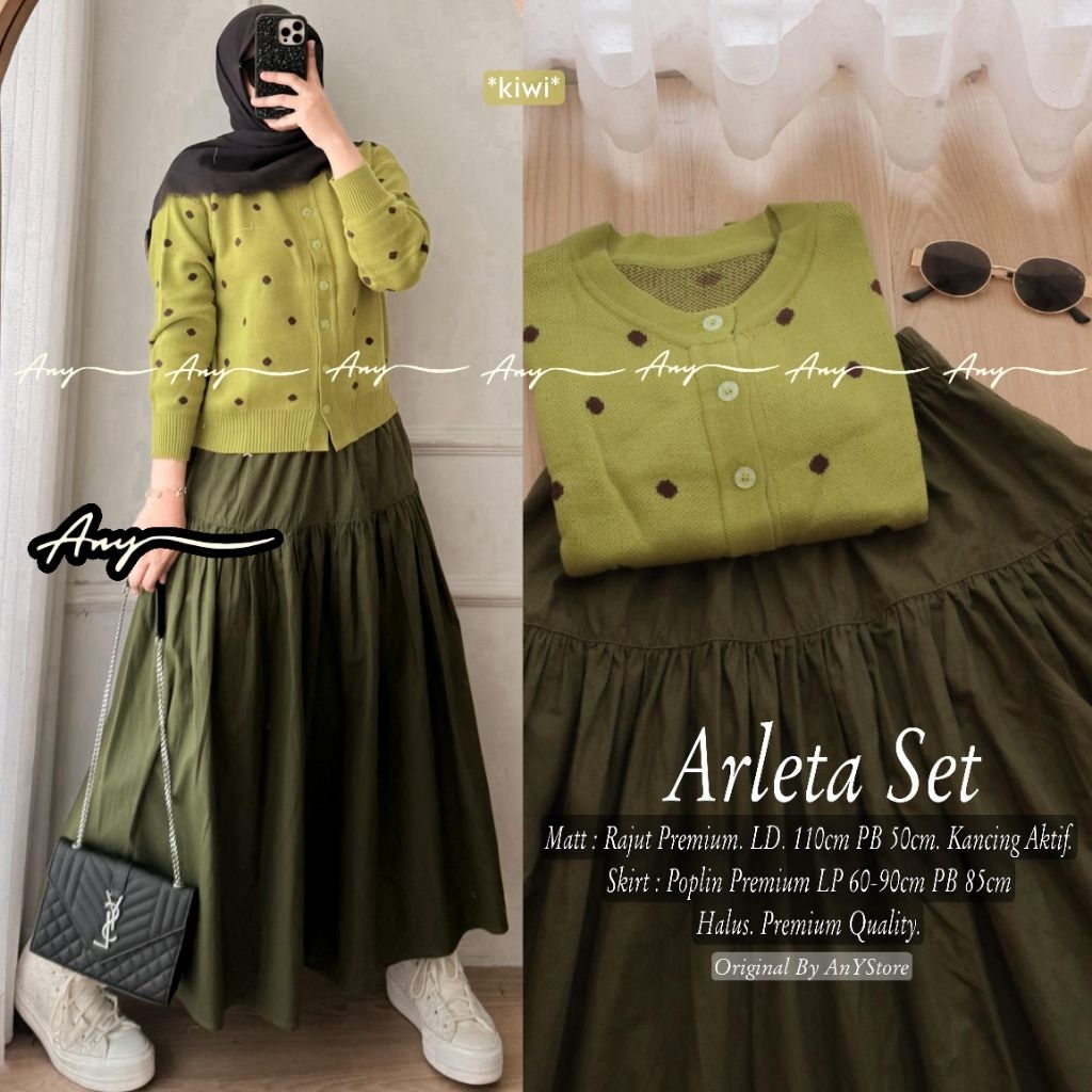 COD set Alreta/ set atasan rajut rok poplin premium/ set ORI ANY store
