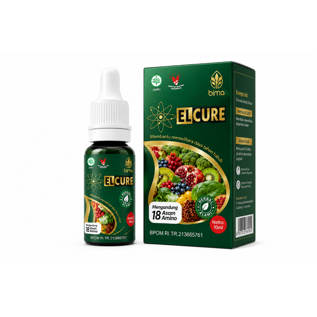 ELCURE Suplemen Herbal Imun 18 Asam Amino Jamu Tetes BPOM Halal - Bima Life Future 10ml