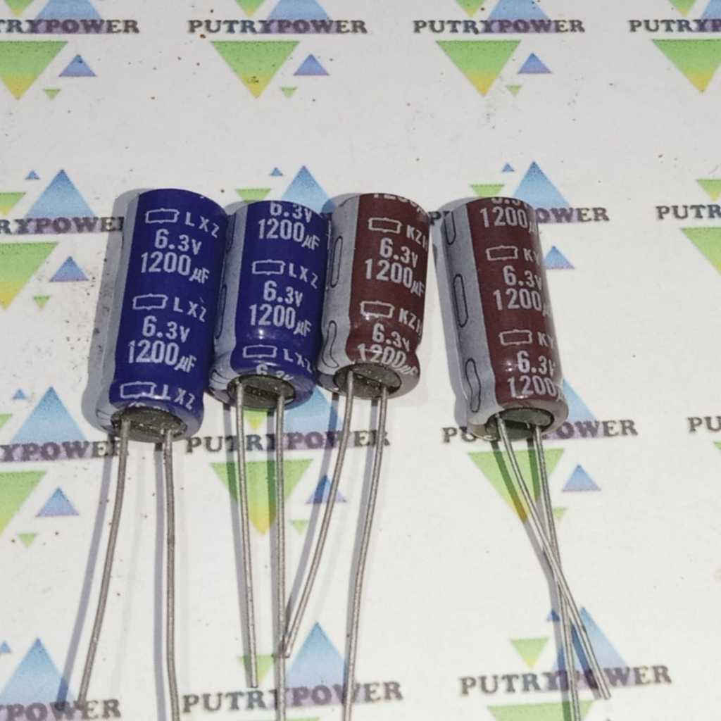 1200uf 6v3  6.3v  6,3V  d8mm nippon chemicon  elco kapasitor elko capacitor 1200uf 6v3  6.3v  6,3V