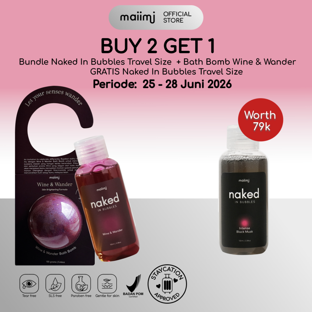 Maiimi - Bundle Wine & Wander Bubble Bath Travel Size 100ml + Bath Bomb