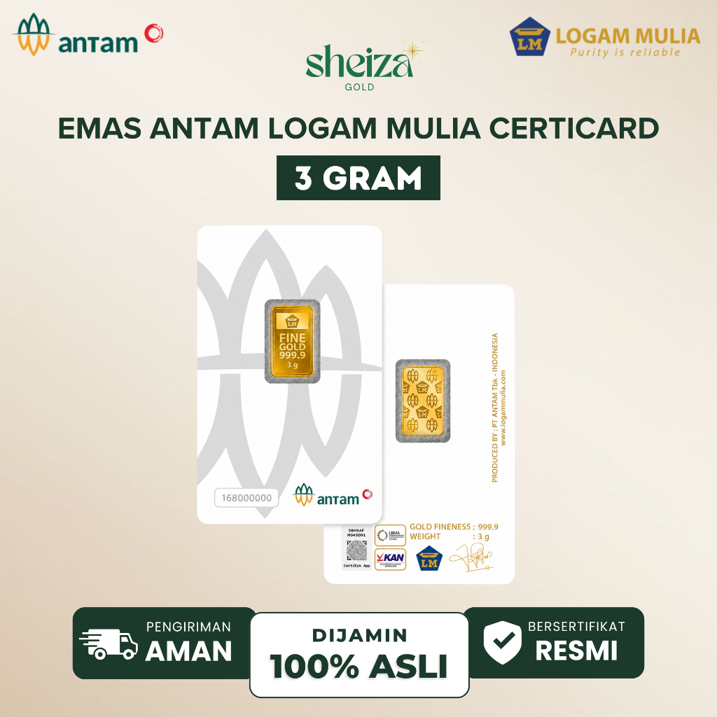 ANTAM LOGAM MULIA 2026 3 GRAM 3 GR LM CERTICARD EMAS BATANGAN