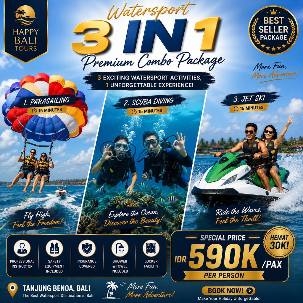 Watersport Bali 3 in 1 Premium Parasailing Scuba Diving Jet Ski Tanjung Benoa Include Insurance.