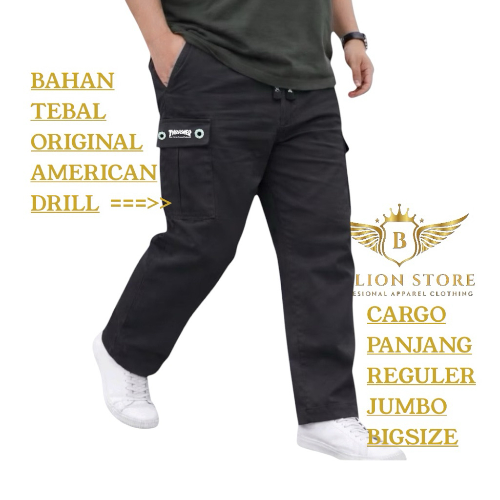 BILLION CLOTHING - Cargo JUMBO/BIG SIZE, Celana Cargo Panjang Thrasher Original Premium