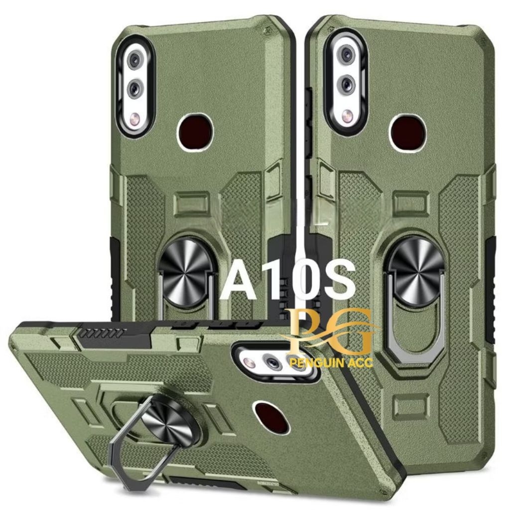 Casing SAMSUNG A10S Hard Case Ring Armor Robot Standing Handphone