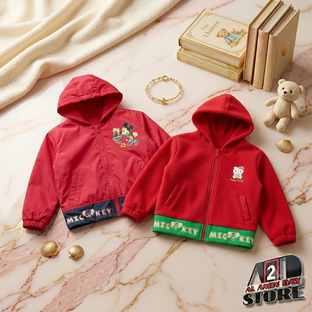 Hello Kitty Mickey Jacket Bolak Balik Reversible anak