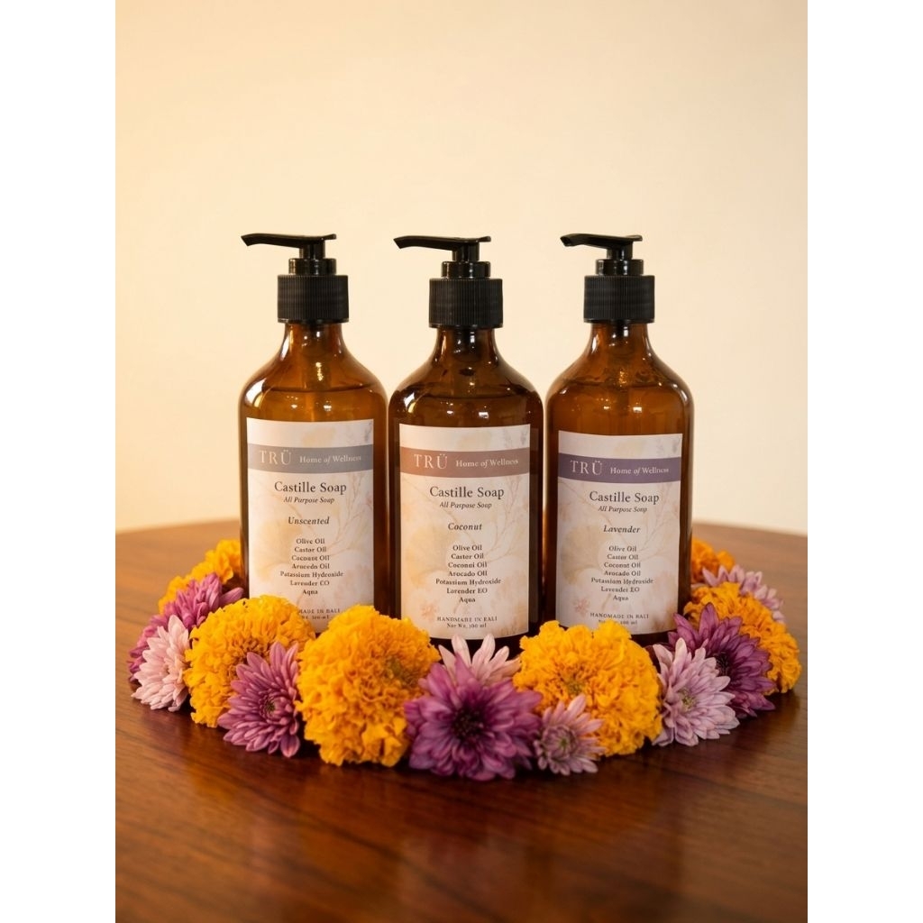 Pure Castile Soap Liquid 300ml | Sabun Castile Cair Natural Serbaguna - Body Wash, Laundry, Dish Soa