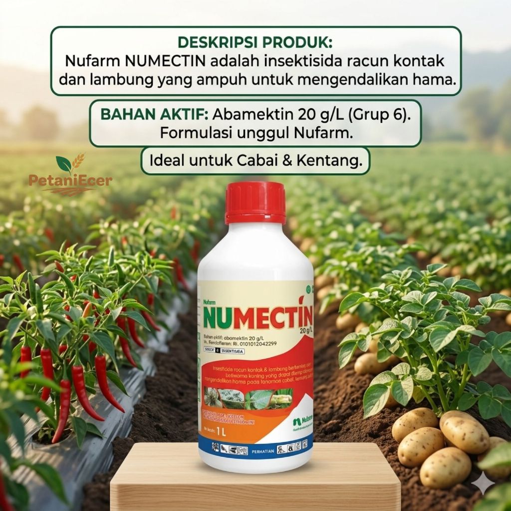 Numectin 20 EC insektisida dan akarisida - Bahan Aktif : Abamektin 20 g/l 1 liter
