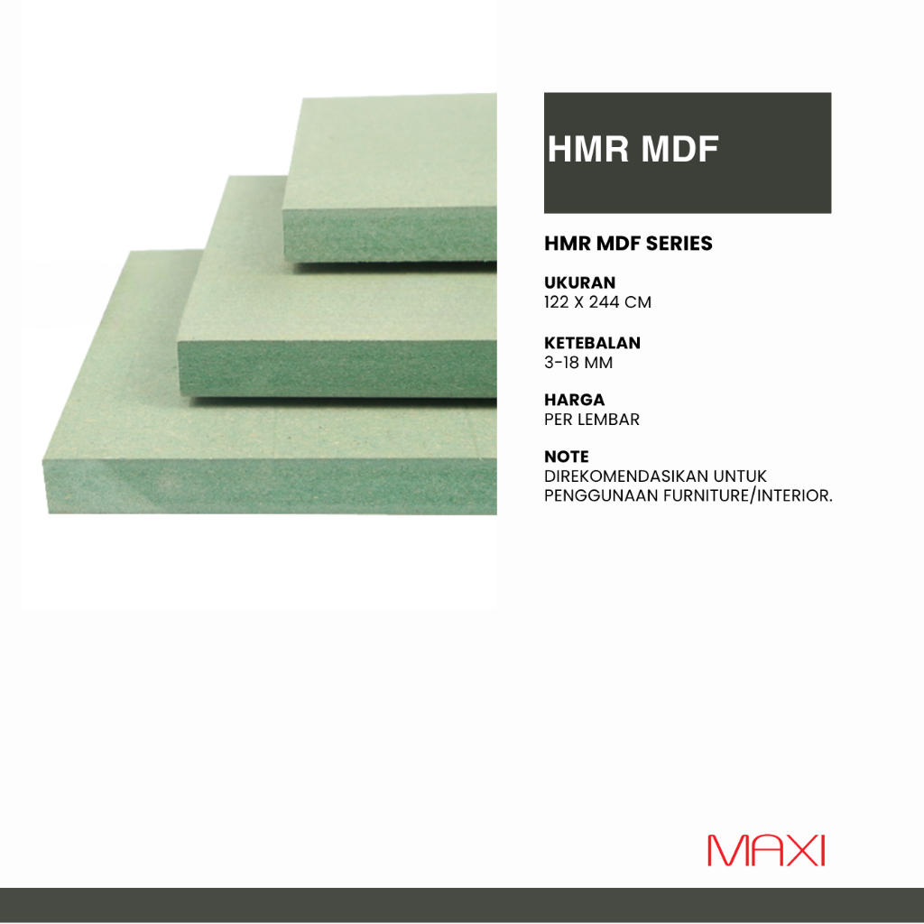 HMR = MDF Waterproofing - 122 x 244 cm - 3mm I 6mm I 9mm I 12mm I 15mm I 18mm