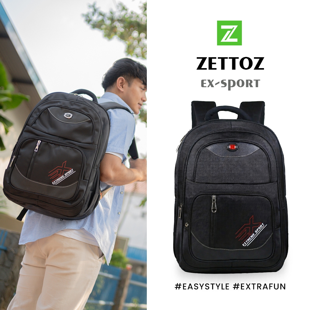 POLO ZETTOZ - Ransel Laptop Sekolah Model Polo Extreme Premium EX Sport Tas Pria Kerja Dinas Polos G
