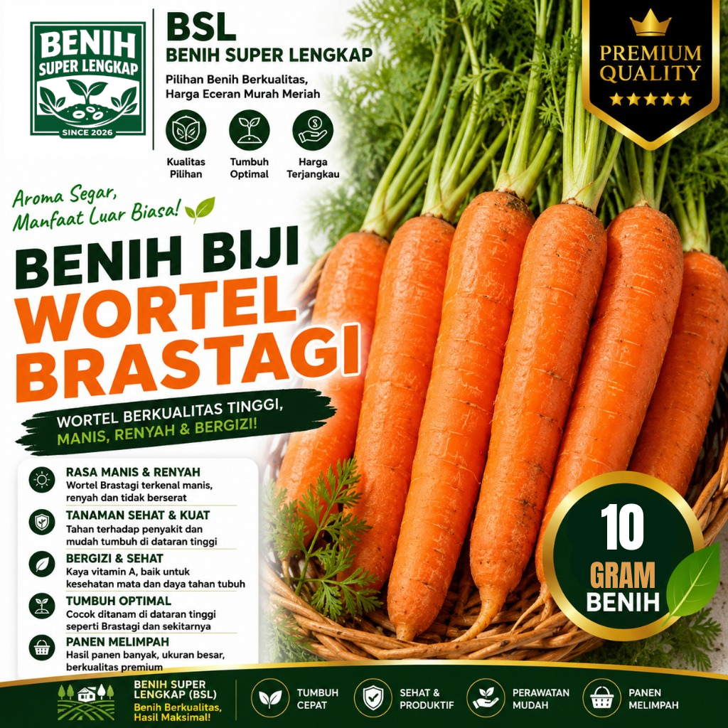 ( 10 Gram ) Benih Biji Wortel Brastagi | Wortel Berastagi | UKI BIBIT