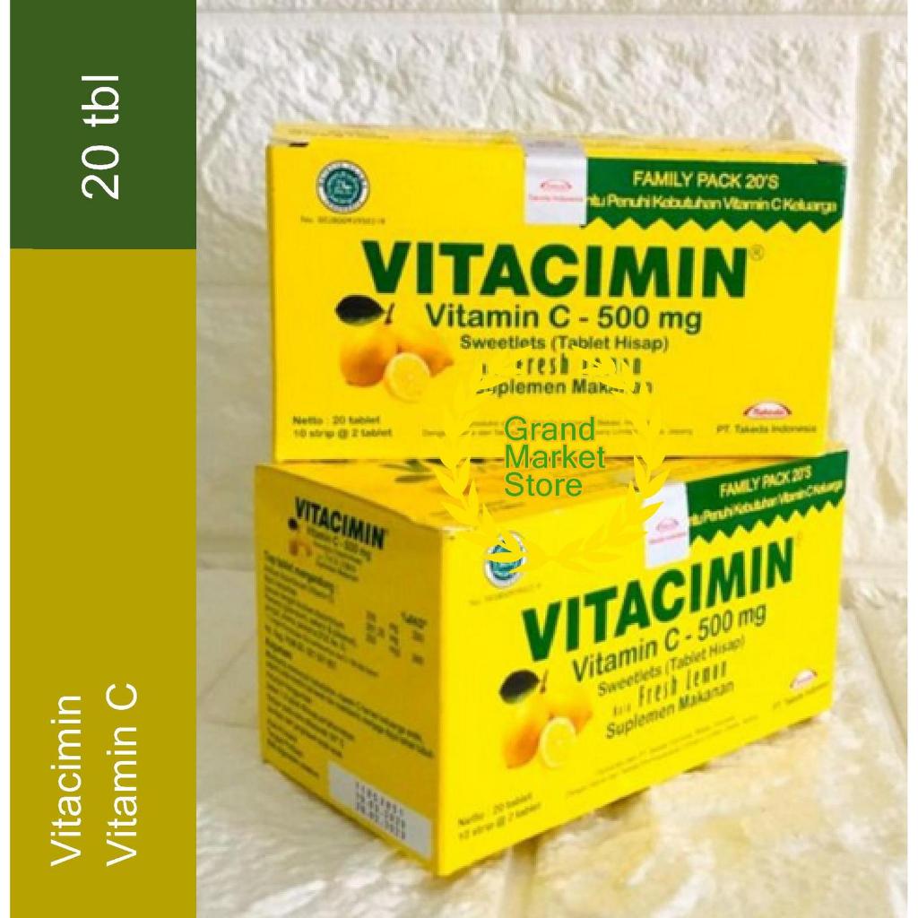 [SPESIAL PROMO] Vitacimin 1box isi 20 Tablet/VITACIMIN 1 Pack isi 20 Tablet-Vitamin c Kesehatan Rasa