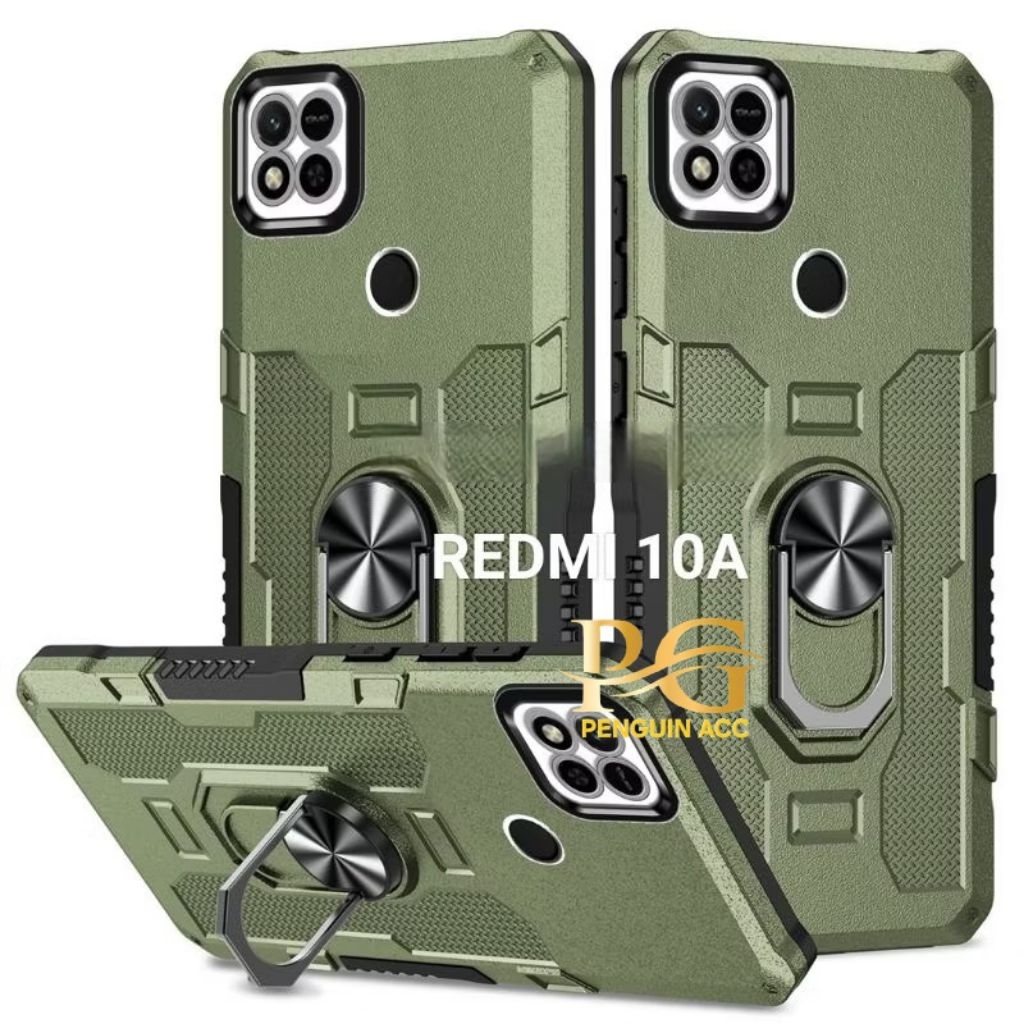 Casing XIAOMI REDMI 10A Hard Case Ring Armor Robot Standing Handphone