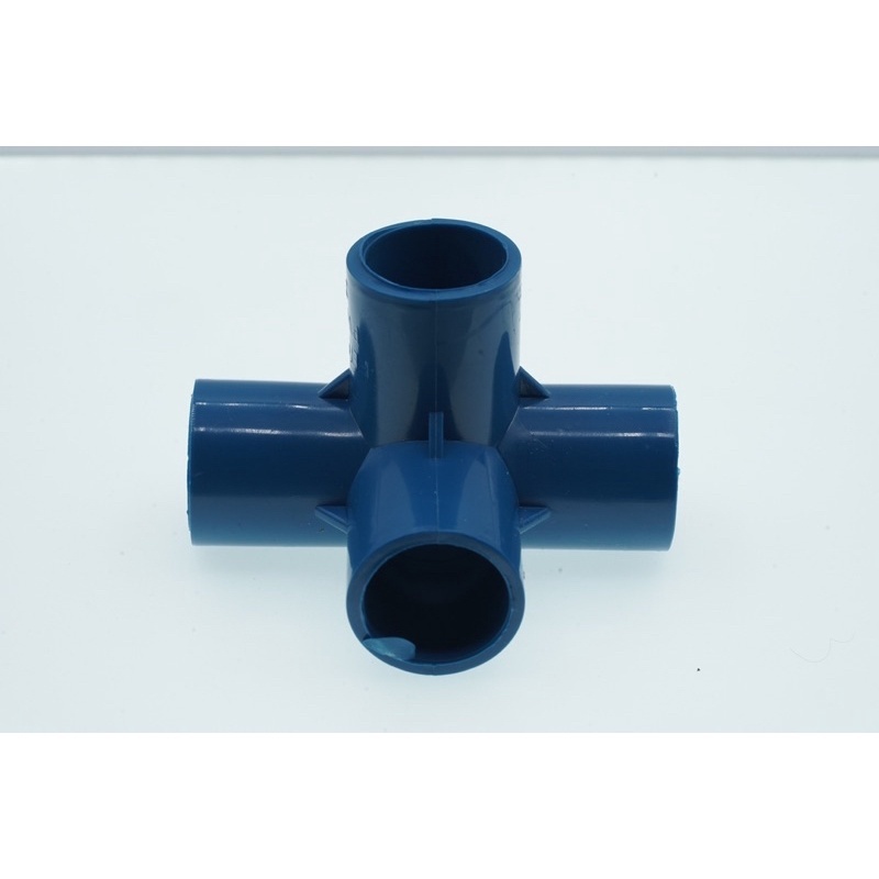 Fitting Biru 4 Way Arah T Tee 90 Degree Inner Diameter 20mm for Pipa PVC 1/2 Inch Hidroponik Konekto