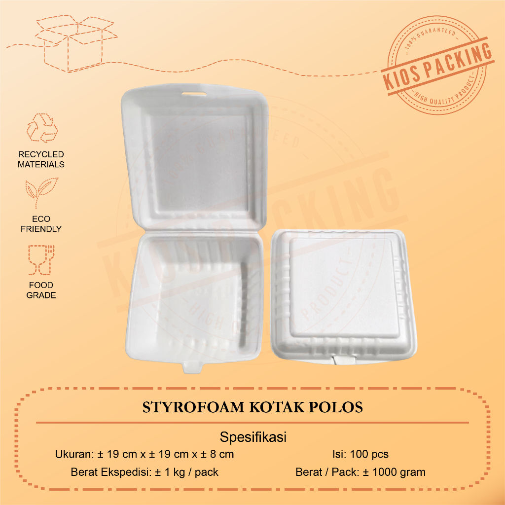 Sterofoam Kotak Polos / Kotak Nasi Gabus / Foam Kotak Polos
